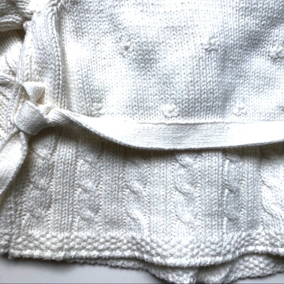 Oshkosh Shawl Collar White Belted Cardigan - Girls 2T - Picture 6 of 9